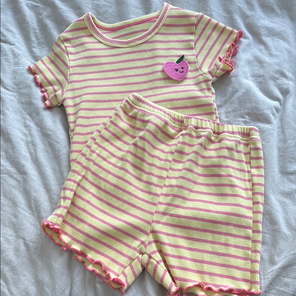 Striped Pink and Yellow Kids Pajamas